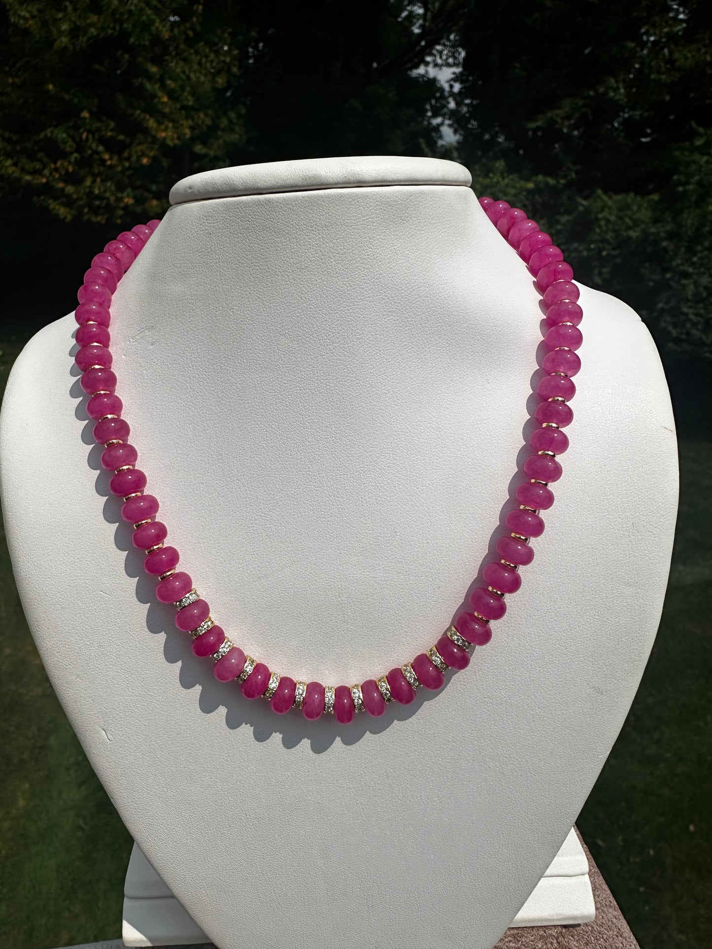 Jasmine Fuschia Beaded Necklace