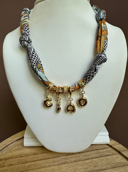 Amalfi Coast Bubble Letter Scarf Necklace
