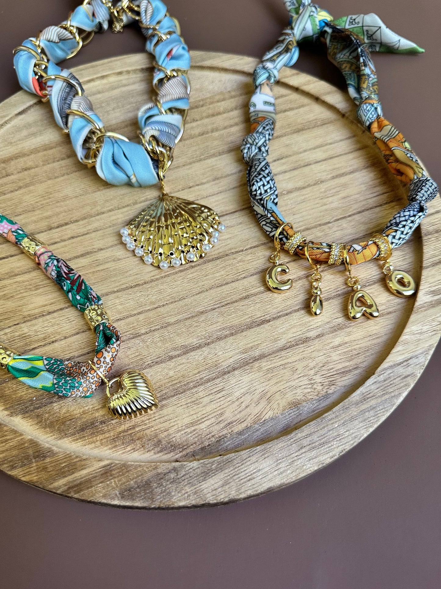 Amalfi Coast Bubble Letter Scarf Necklace