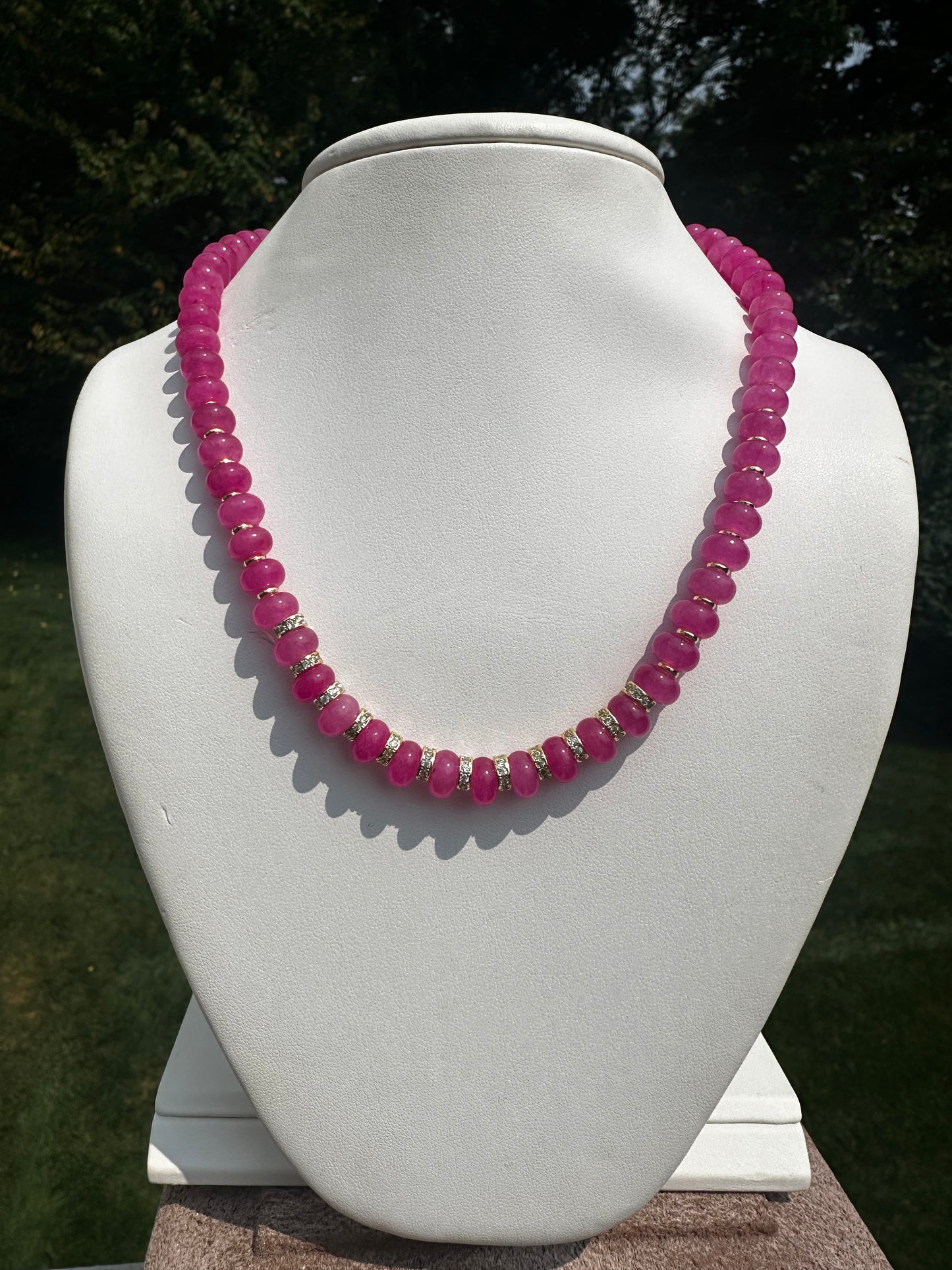 Jasmine Fuschia Beaded Necklace
