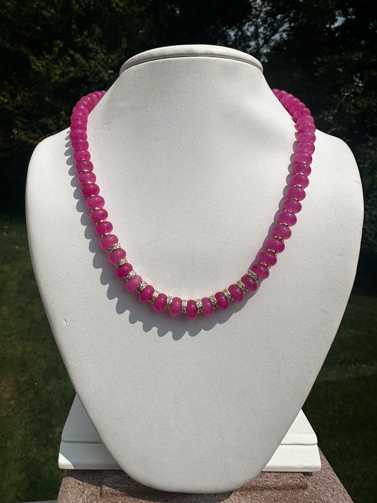 Jasmine Fuschia Beaded Necklace