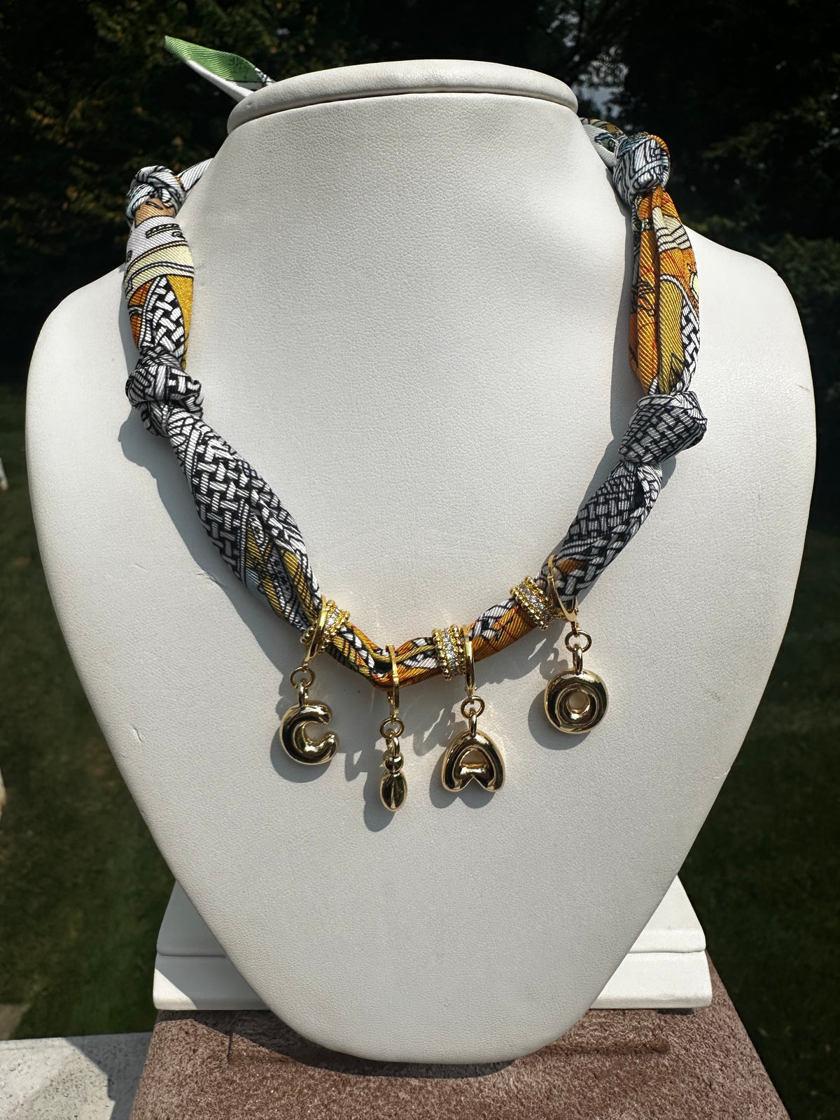 Amalfi Coast Bubble Letter Scarf Necklace